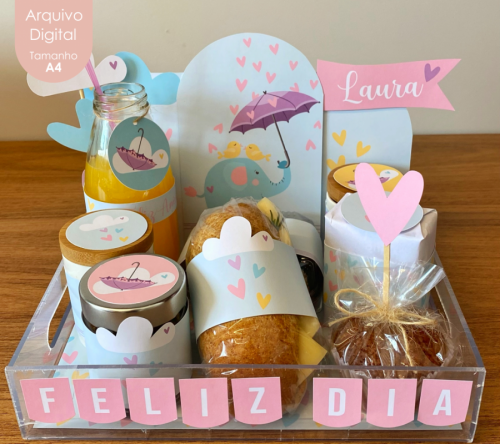 MESA POSTA/ BANDEJA CHUVA DE AMOR