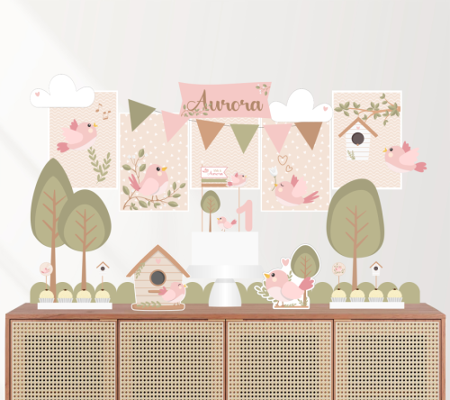 KIT FESTA PASSARINHO ROSA