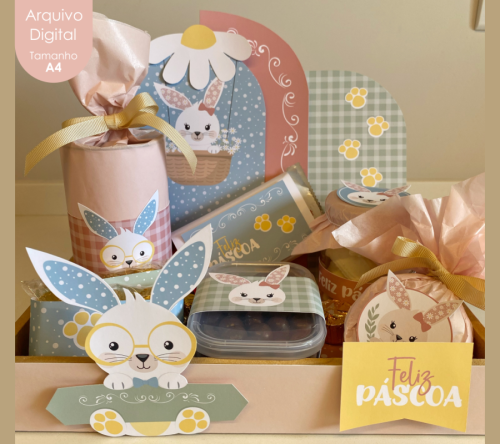 KIT PARA CESTA/ BANDEJA PÁSCOA COELHO