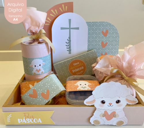 KIT PARA CESTA/ BANDEJA PÁSCOA CORDEIRO