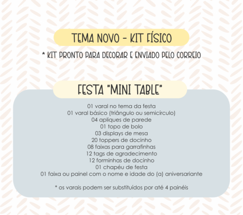 KIT FÍSICO 'MINI TABLE' PERSONALIZADO
