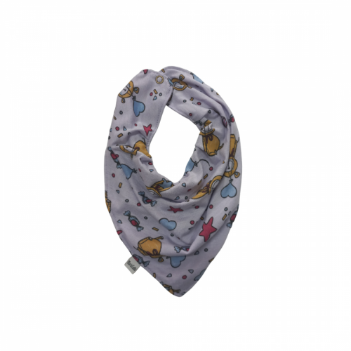 Babador bandana impermeável bichinhos lilás - Maria Cadu