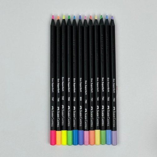 Lápis De Cor Faber-Castell Supersoft 12 Cores Neon e Pastel